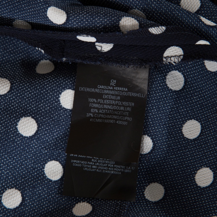 Pre Owned CH Carolina Herrera Navy Blue Polka Dotted Tapered High Waist Trousers M