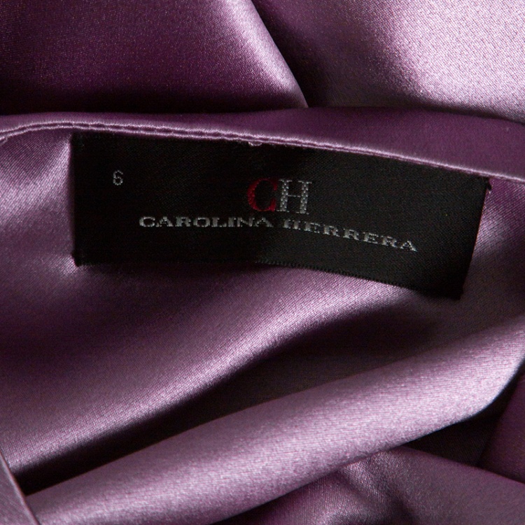 Pre Owned CH Carolina Herrera Purple Silk Satin Belted Sleeveless Gown M