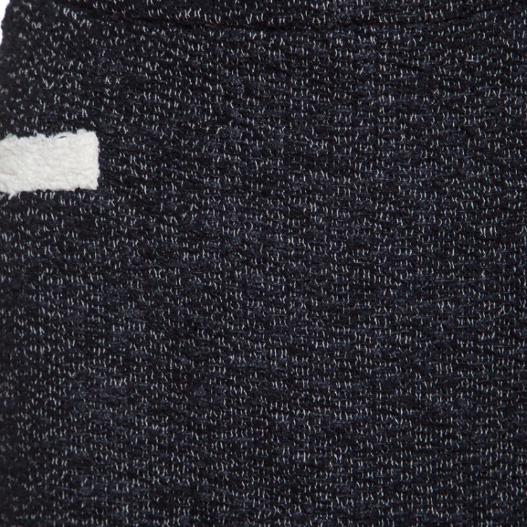 Pre Owned CH Carolina Herrera Navy Blue Textured Contrast Trim Detail Skirt Suit S