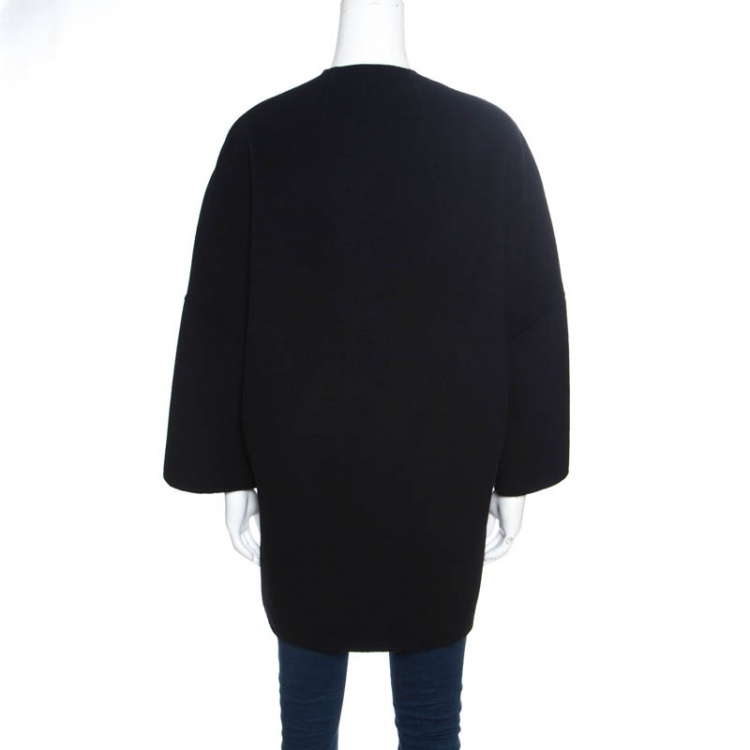 Pre Owned CH Carolina Herrera Black Wool Reversible Zip Front Coat XXS