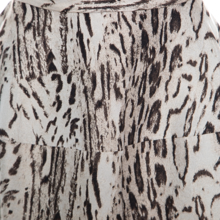 Pre Owned CH Carolina Herrera Beige Leopard Pattern Jacquard Skirt S