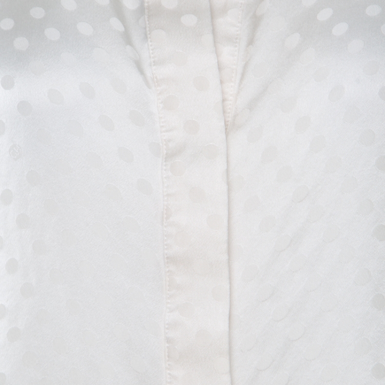 Pre Owned CH Carolina Herrera Off White Dotted Silk Long Sleeve Shirt M