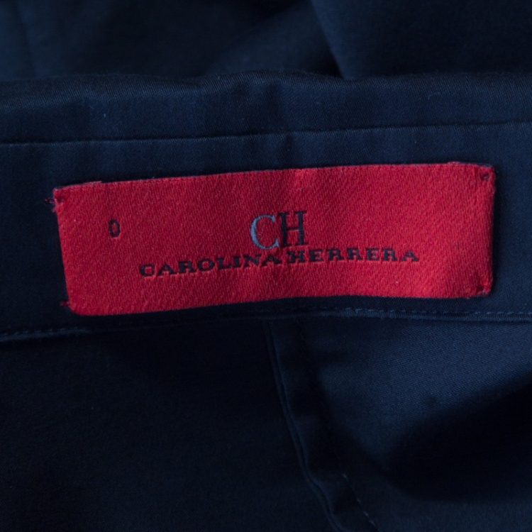 Pre Owned CH Carolina Herrera Black Cotton Peplum High Low Blouse XS