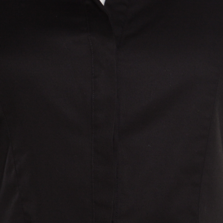 Pre Owned CH Carolina Herrera Black Cotton Peplum High Low Blouse XS