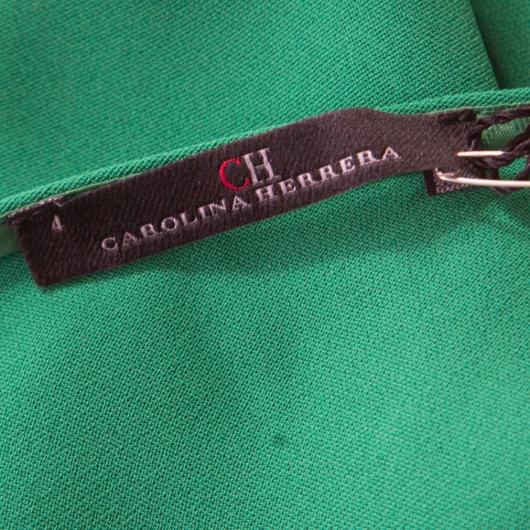 Pre Owned CH Carolina Herrera Green One Shoulder Tie Detail Sleeveless Top S