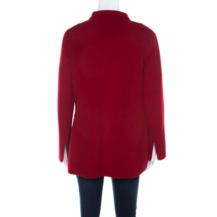 Pre Owned CH Carolina Herrera Red Wool Pea Coat M 