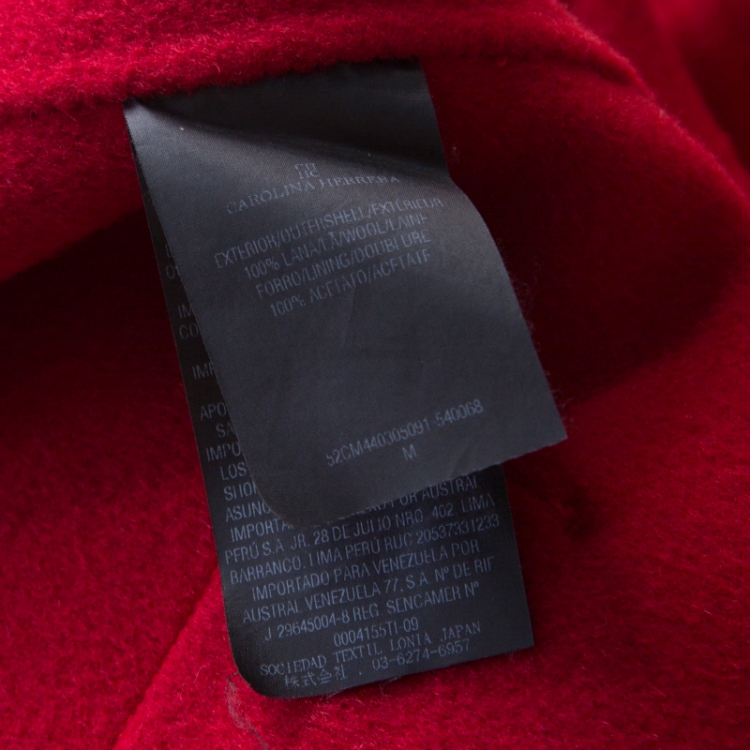 Pre Owned CH Carolina Herrera Red Wool Pea Coat M 