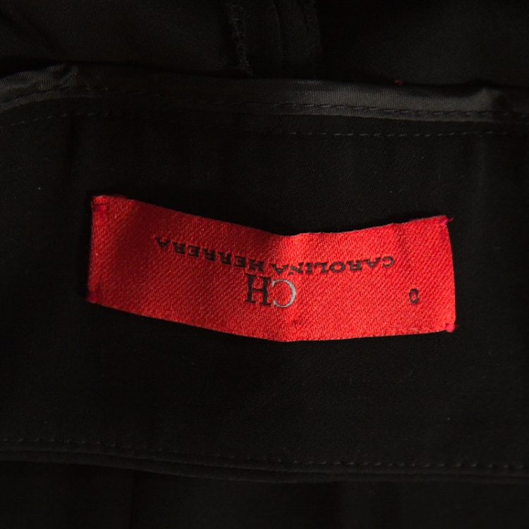 Pre Owned CH Carolina Herrera Black Crepe Waist Tie Detail Flared Pants XS