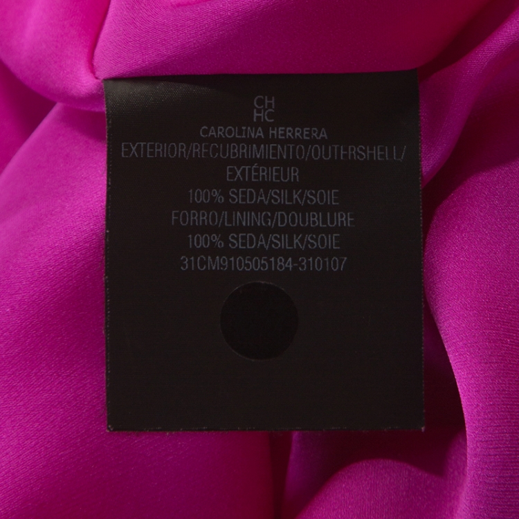 Pre Owned Carolina Herrera Magenta Silk Keyhole Back Detail Sleeveless Dress L