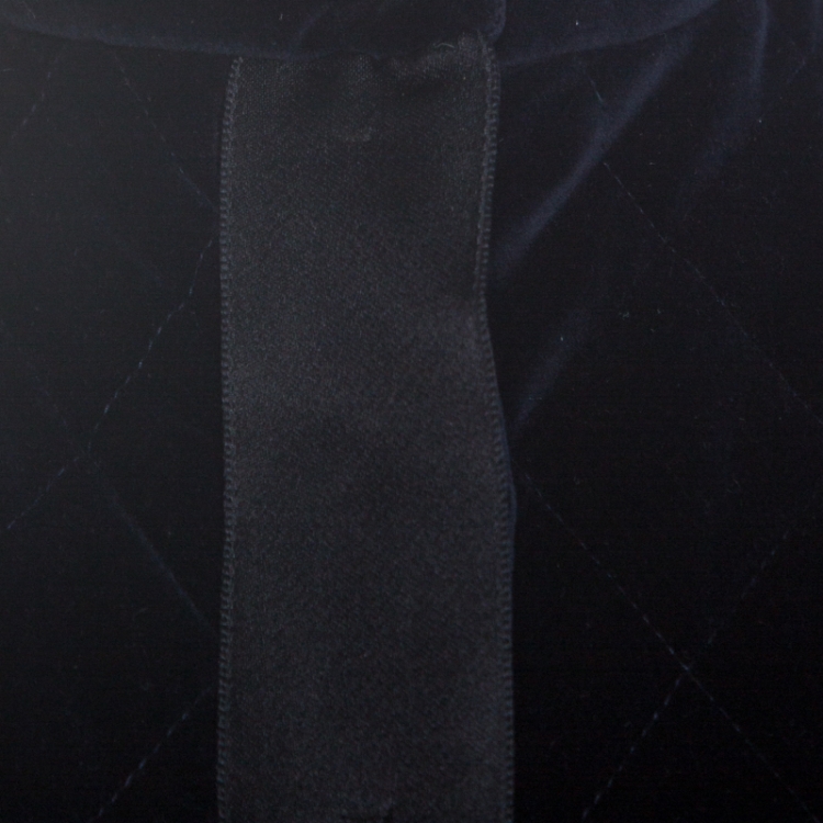 Pre Owned CH Carolina Herrera Navy Blue Velvet Quilted Jacket S