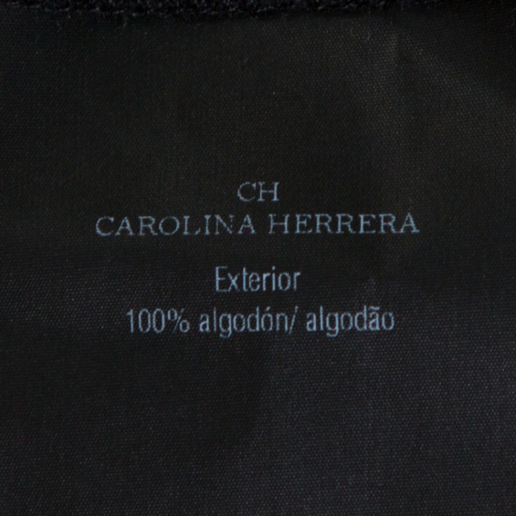 Pre Owned CH Carolina Herrera Black Cotton Neck Tie Detail Top XS