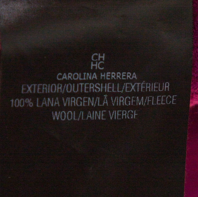 Pre Owned CH Carolina Herrera Fuschia Fleece Wool Flared Skirt L