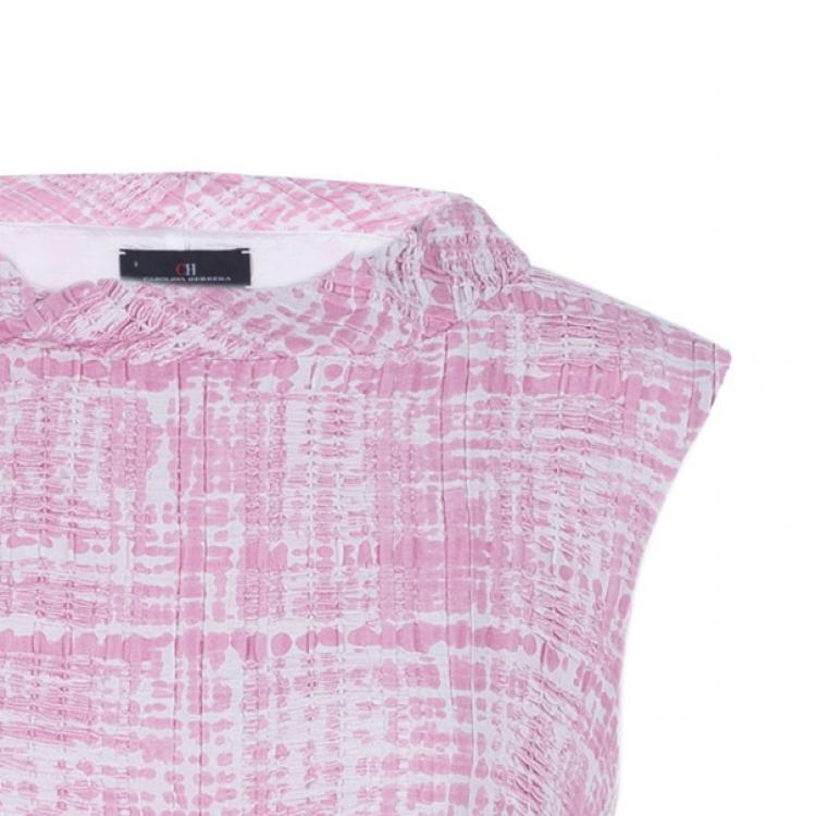 Pre Owned CH Carolina Herrera Pink Printed Sheath Dress M