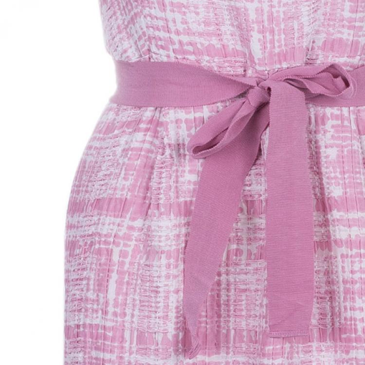 Pre Owned CH Carolina Herrera Pink Printed Sheath Dress M