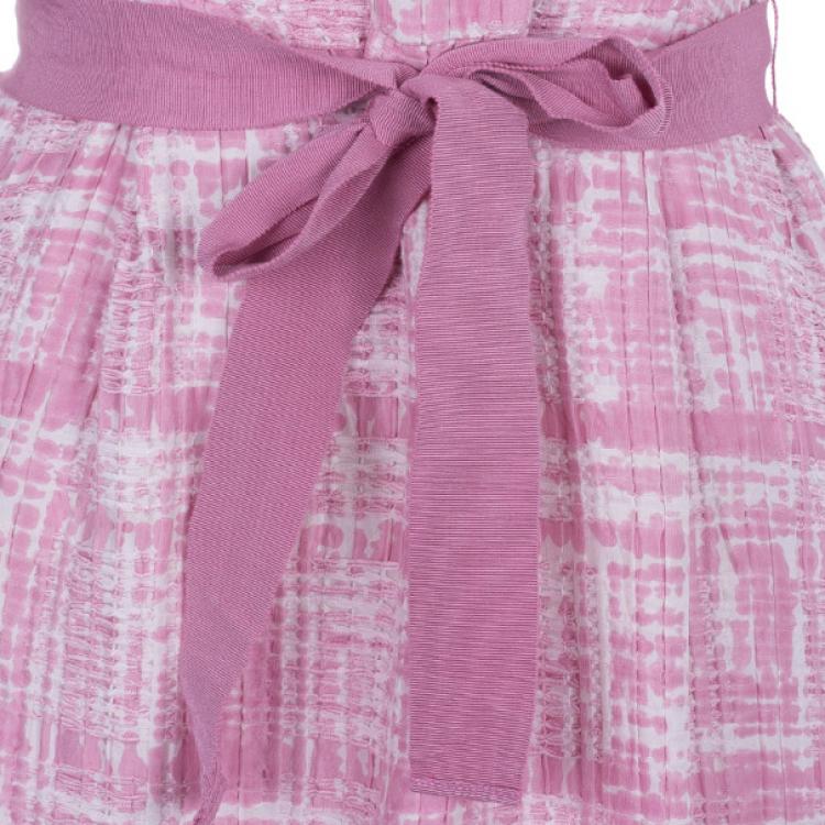 Pre Owned CH Carolina Herrera Pink Printed Sheath Dress M