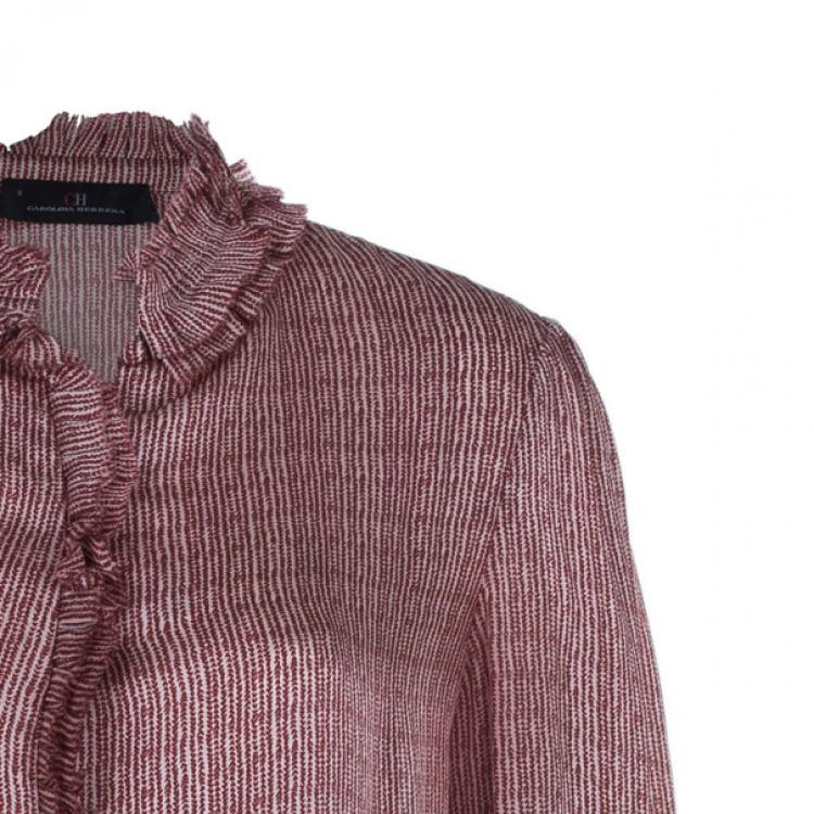 Pre Owned CH Carolina Herrera Silk Pleated Detail Top M