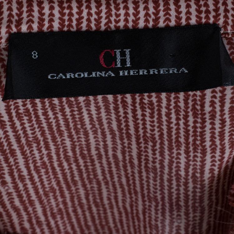 Pre Owned CH Carolina Herrera Silk Pleated Detail Top M