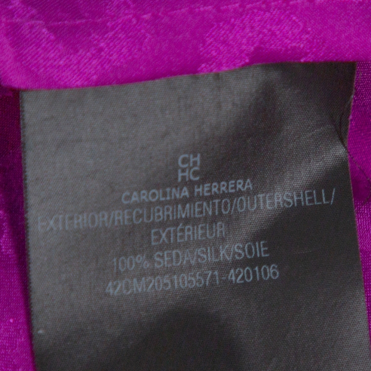 Pre Owned CH Carolina Herrera Purple Leopard Pattern Silk Long Sleeve Blouse L