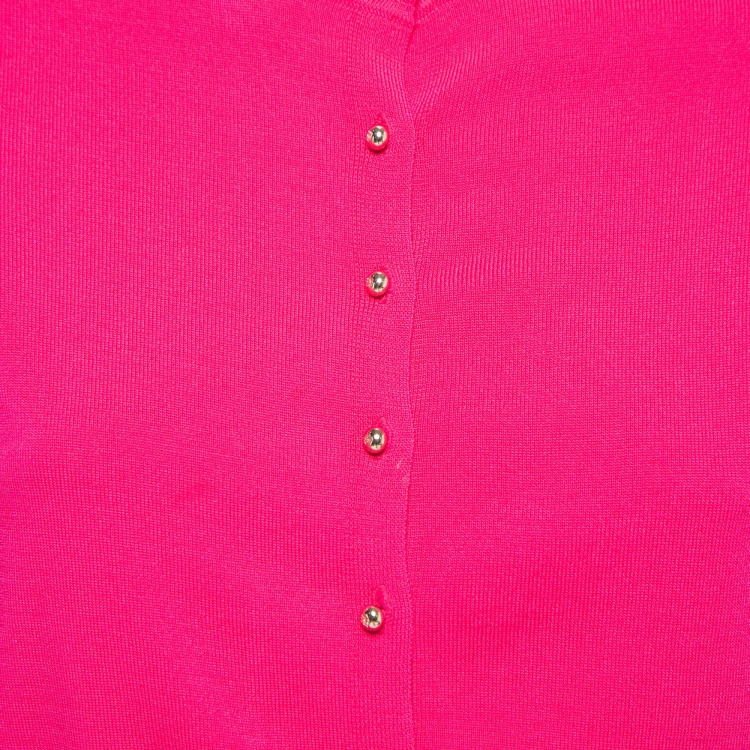 Pre Owned CH Carolina Herrera Pink Knit Button Front Cardigan S