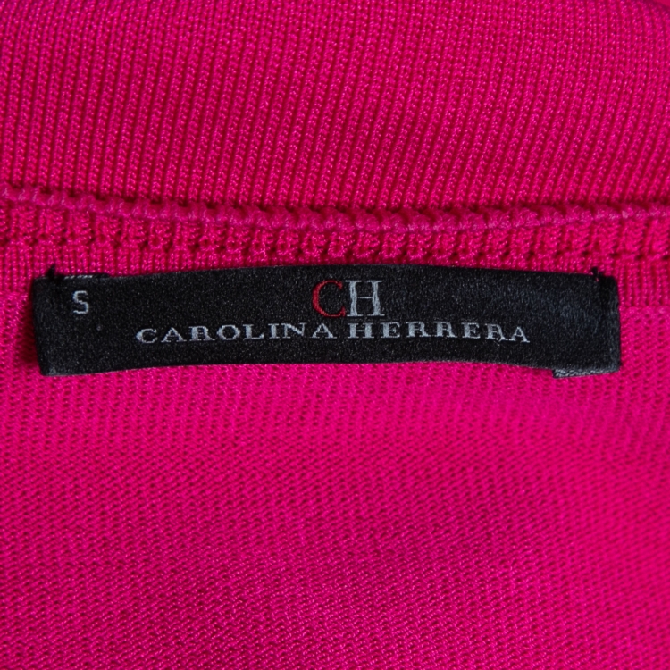 Pre Owned CH Carolina Herrera Pink Knit Button Front Cardigan S