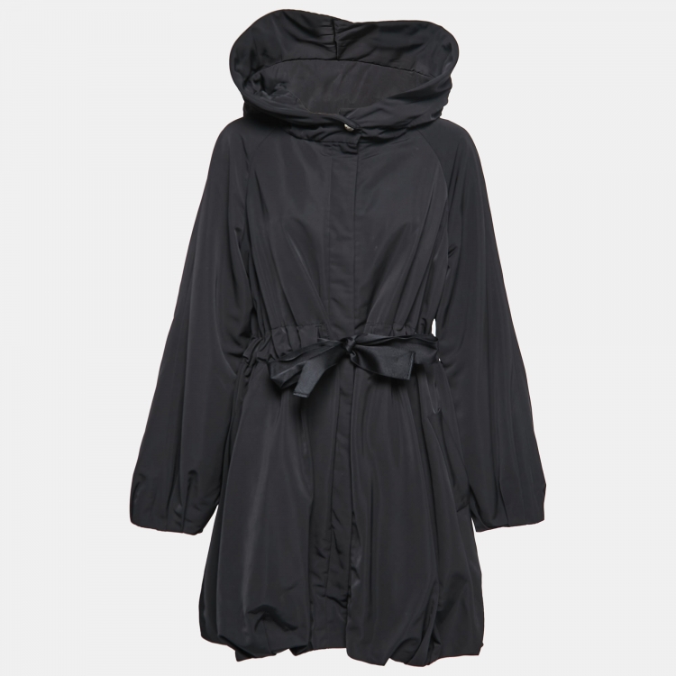 Pre Owned CH Carolina Herrera Black Synthetic Drawstring Hooded Jacket L