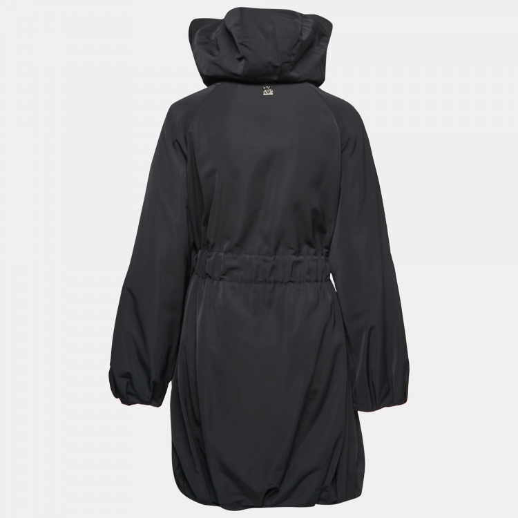 Pre Owned CH Carolina Herrera Black Synthetic Drawstring Hooded Jacket L