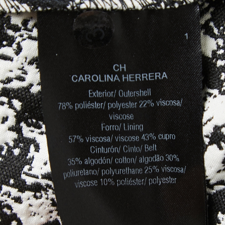 مملوكة مسبقًا CH Carolina Herrera Black Houndstooth Jacquard High Neck Midi Dress S