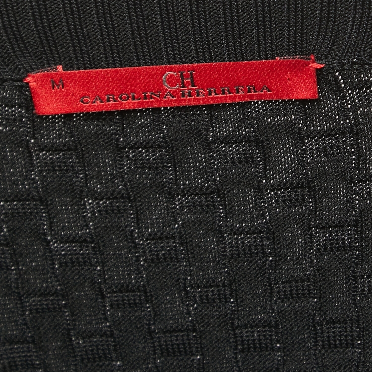 Pre Owned CH Carolina Herrera Black Textured Knit Midi Dress M