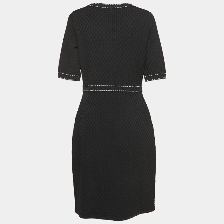 Pre Owned CH Carolina Herrera Black Textured Knit Midi Dress M