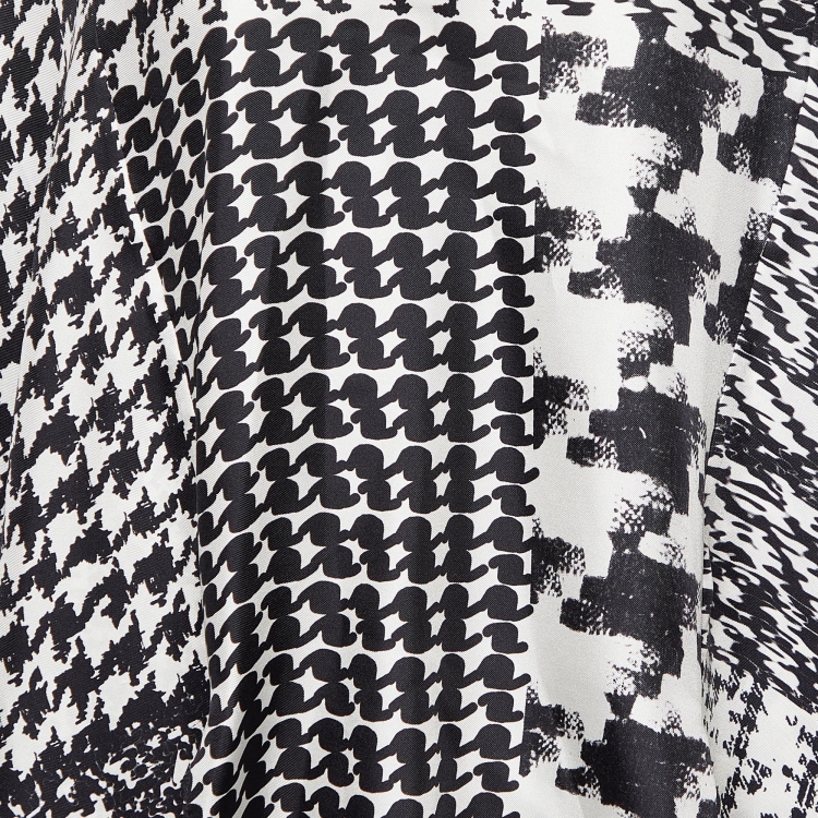 Pre Owned CH Carolina Herrera White & Black Printed Silk Oversize Top & Culottes S/M