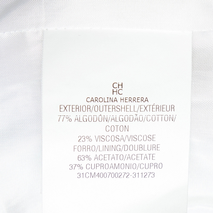 Pre Owned CH Carolina Herrera White/Navy Blue Textured Cotton Jacket L
