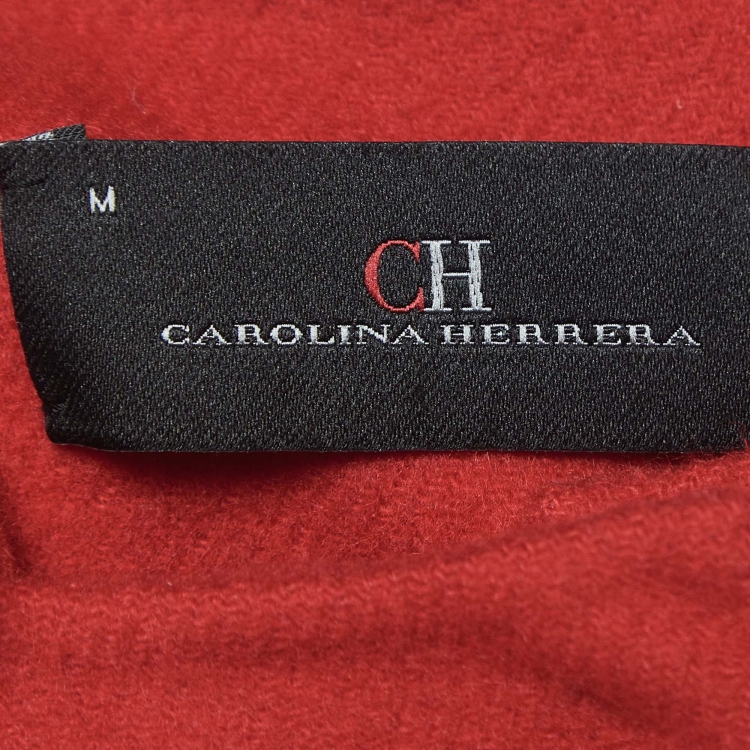 Pre Owned CH Carolina Herrera Red Wool Blend Poncho M