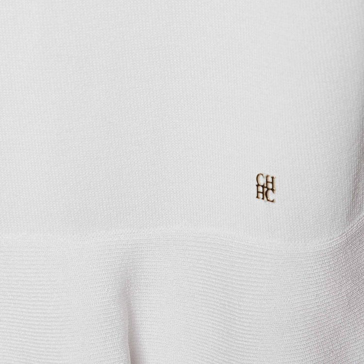 مملوكة مسبقًا CH Carolina Herrera White Knit Tiered Midi Dress S