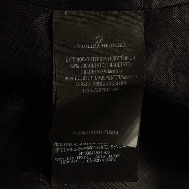 Pre Owned CH Carolina Herrera Black Canvas Single Breasted Blazer M