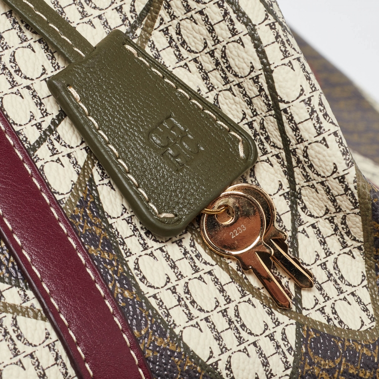 Pre Owned CH Carolina Herrera Multicolor Monogram Coated Canvas and Leather Matryoshka Padlock Tote