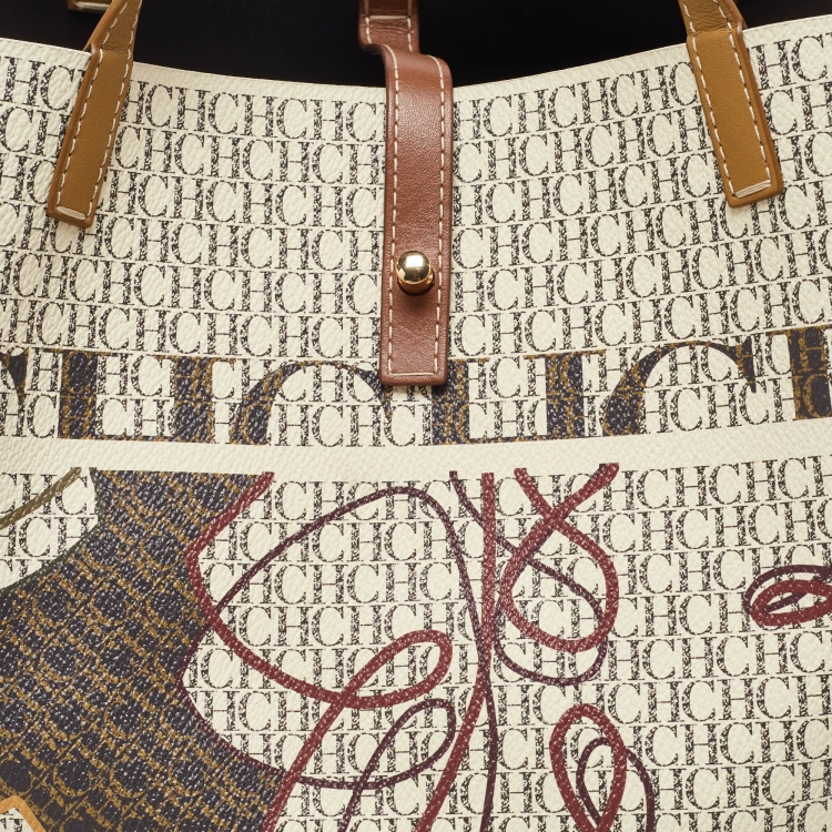 Pre Owned CH Carolina Herrera Multicolor Monogram Coated Canvas and Leather Matryoshka Padlock Tote