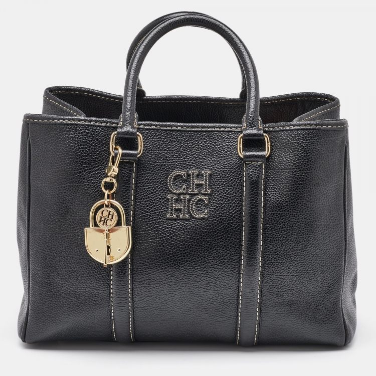 Pre Owned CH Carolina Herrera Black Leather Matteo Tote