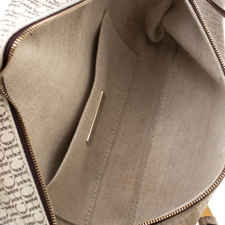 Pre Owned Carolina Herrera Brown Monogram Coated Canvas Crossbody Bag