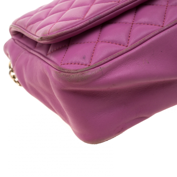 Pre Owned Carolina Herrera Pink Quilted Leather Shoulder Bag