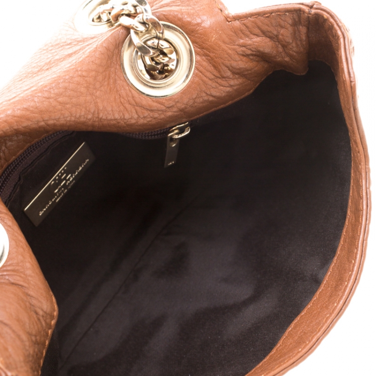 Pre Owned Carolina Herrera Brown Monogram Leather Audrey Shoulder Bag
