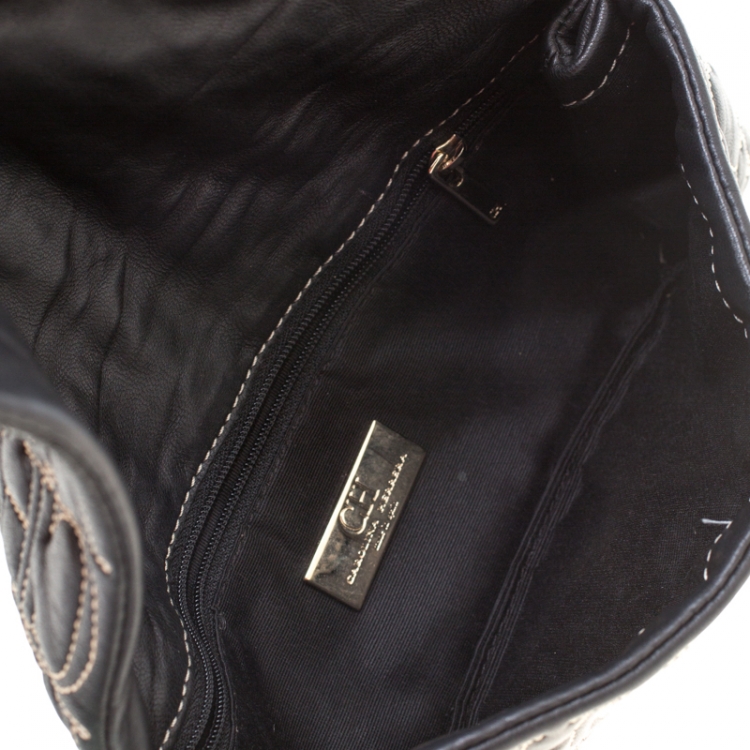 Pre Owned Carolina Herrera Black Monogram Leather Clutch