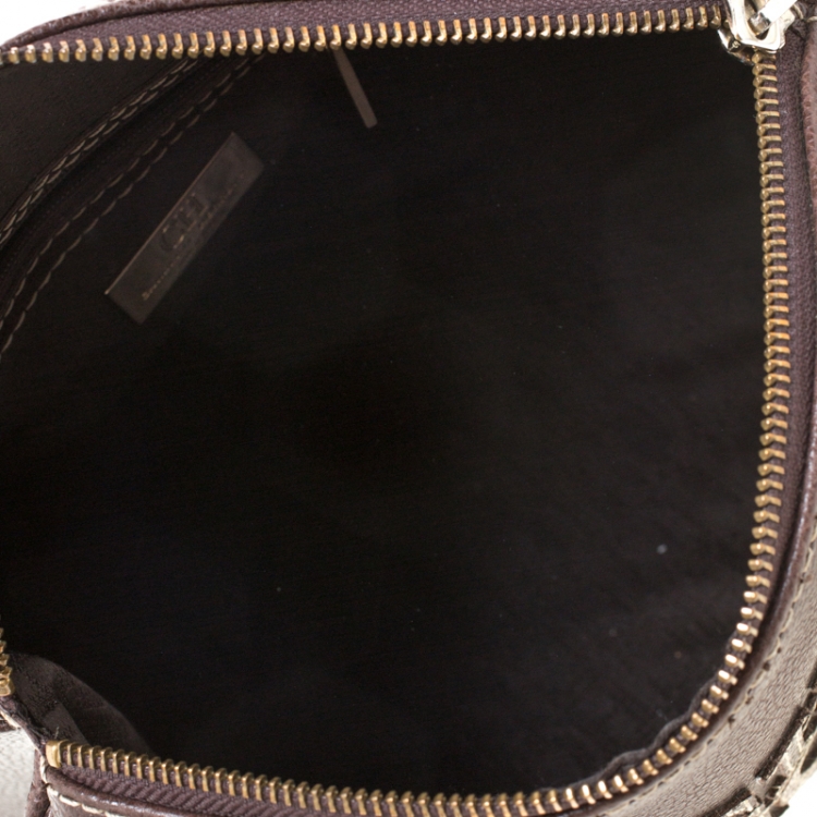 Pre Owned CH Carolina Herrera Brown Leather Andy Boston Bag