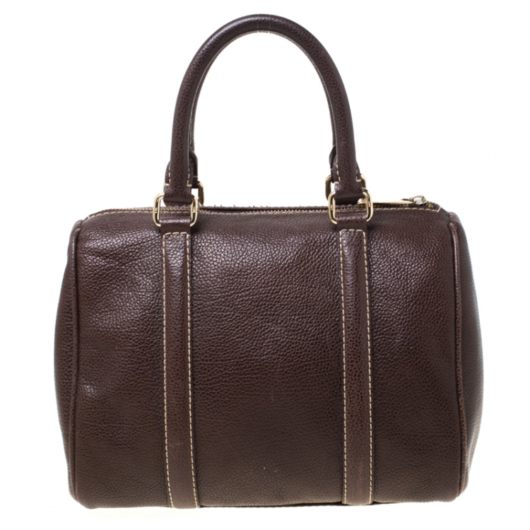 Pre Owned CH Carolina Herrera Brown Leather Andy Boston Bag