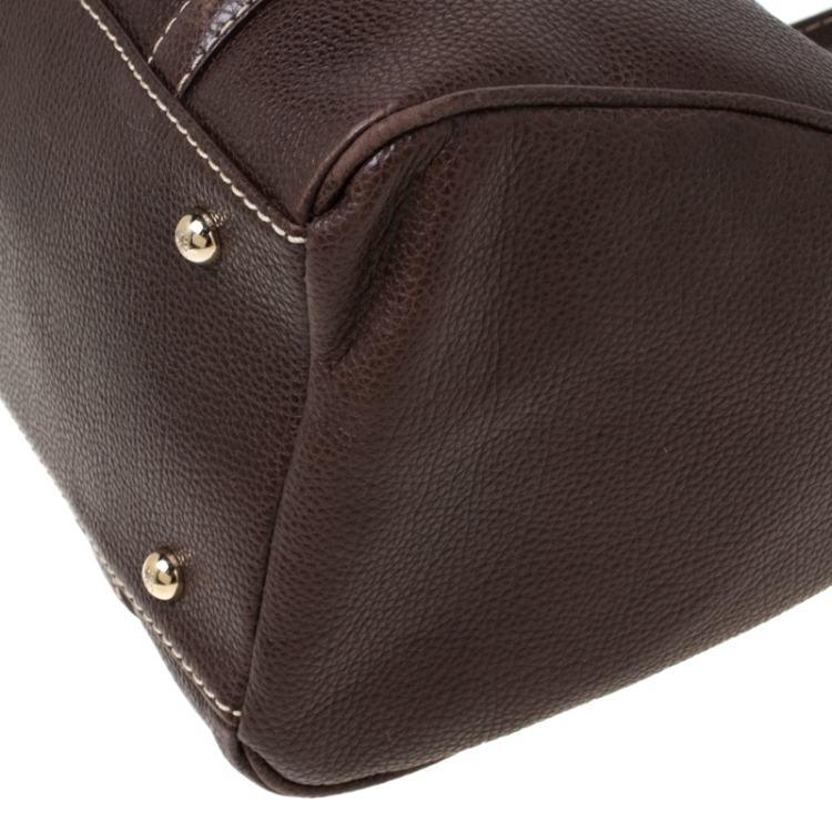 Pre Owned CH Carolina Herrera Brown Leather Andy Boston Bag