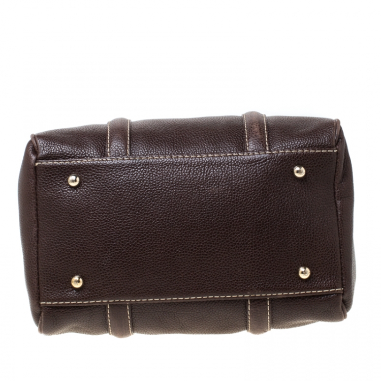 Pre Owned CH Carolina Herrera Brown Leather Andy Boston Bag