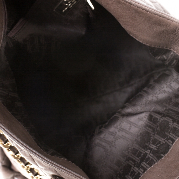 Pre Owned Carolina Herrera Brown Quilted Leather Bowler Bag