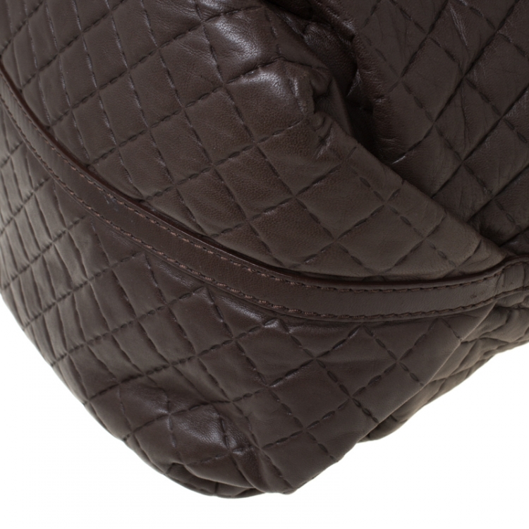 Pre Owned Carolina Herrera Brown Quilted Leather Bowler Bag