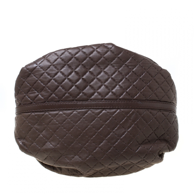 Pre Owned Carolina Herrera Brown Quilted Leather Bowler Bag