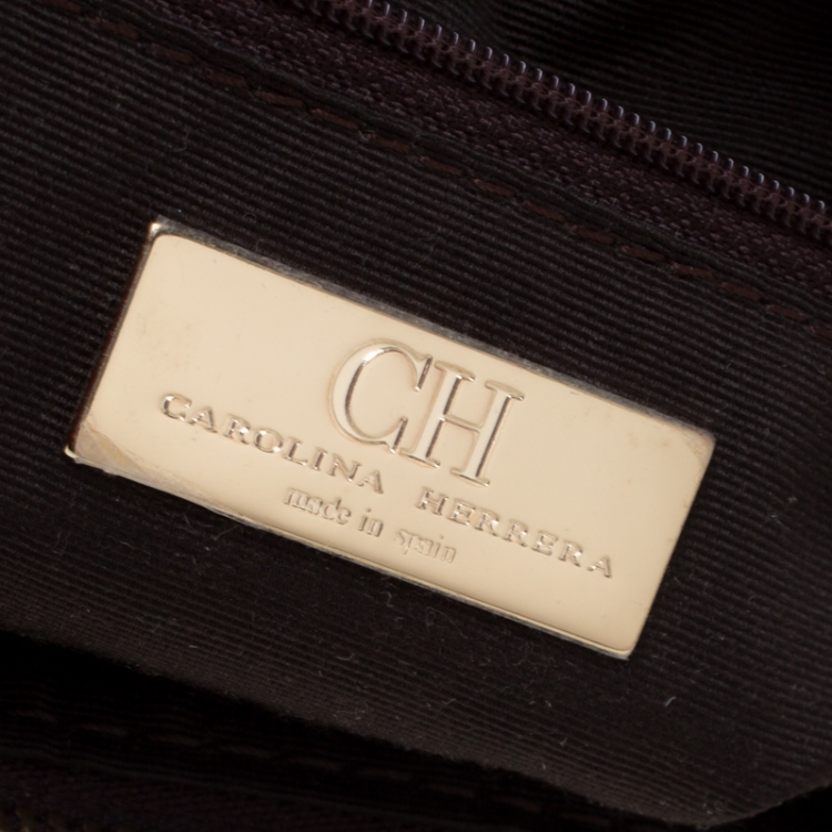 Pre Owned CH Carolina Herrera Red Monogram Leather Shoulder Bag
