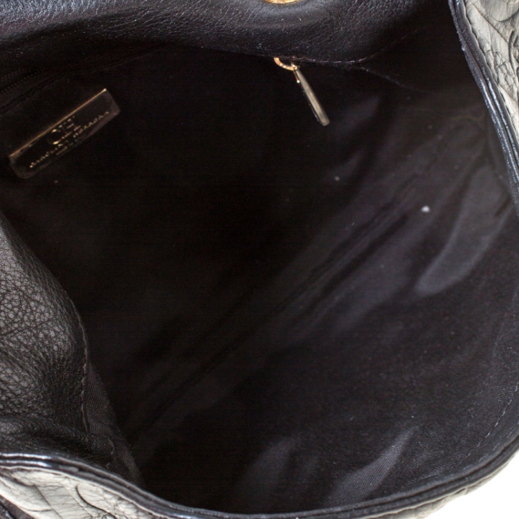 Pre Owned Carolina Herrera Black Monogram Leather Audrey Shoulder Bag